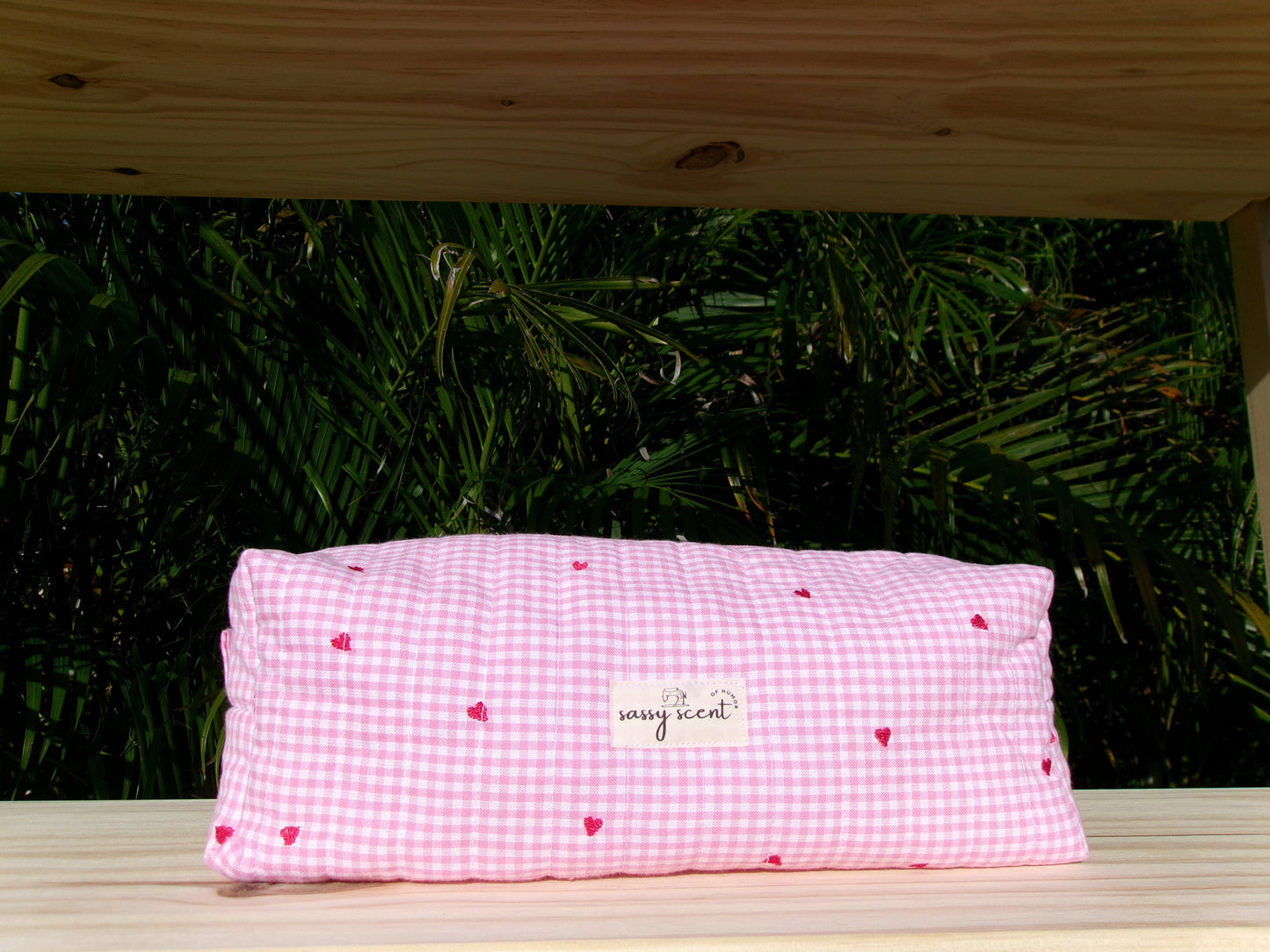 Pink Gingham Heart Hair Tool Pouch