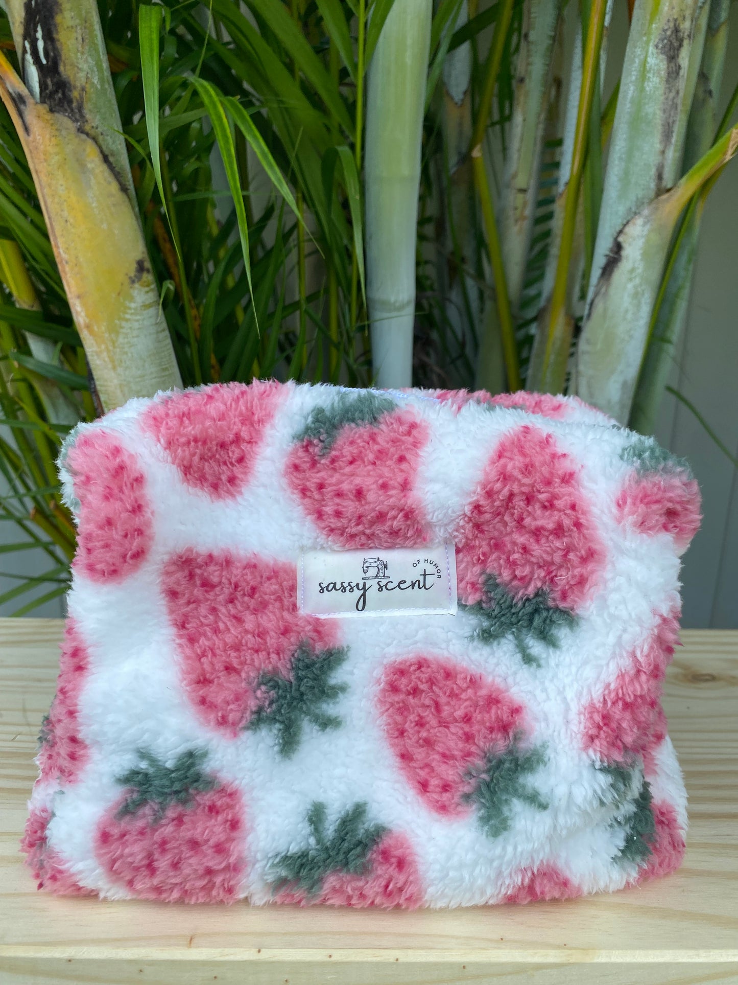 Soft Pink Strawberry Makeup Pouches
