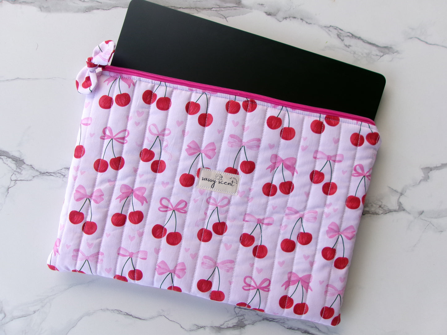 Pink Bow Cherry Laptop Sleeves