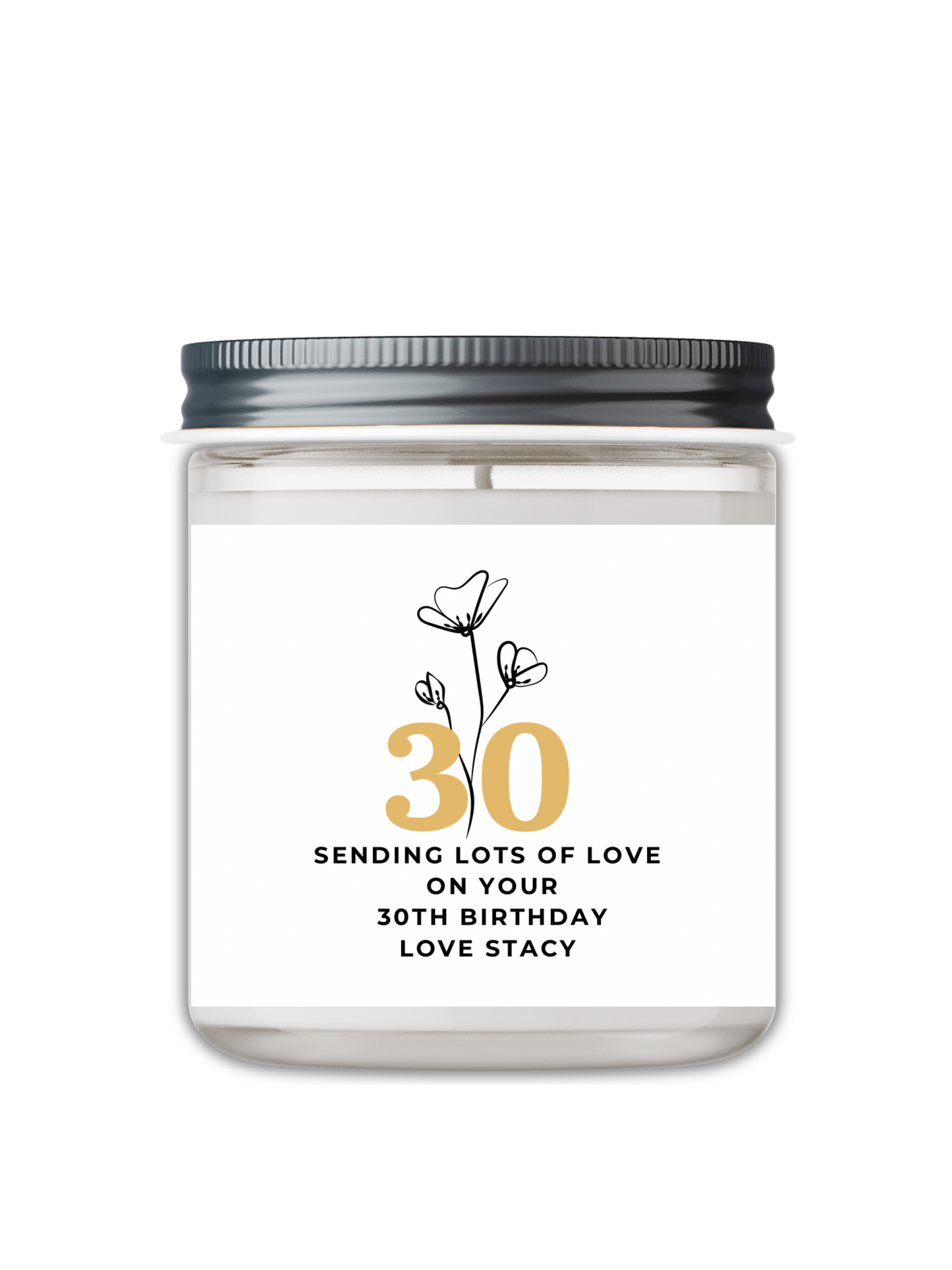 SENDING LOTS OF LOVE ON YOUR 30TH BIRTHDAY CUSTOM CANDLE