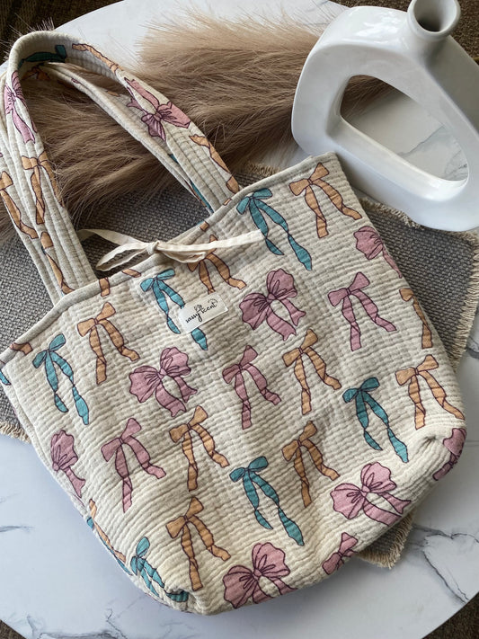 Pastel Ribbon Limited Edition Quilted Tote Bags