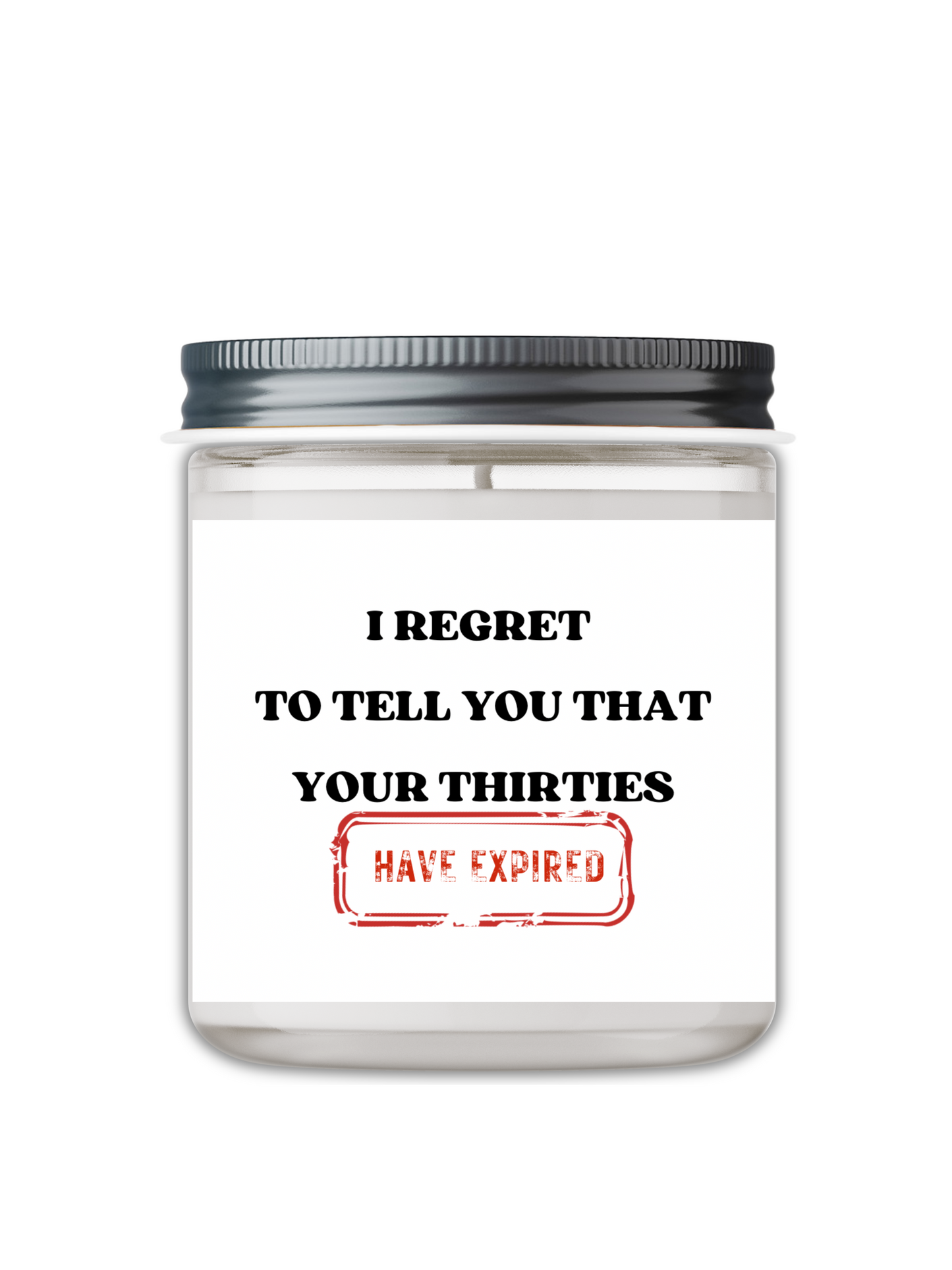 I REGRET TO TELL YOU THAT YOUR THIRTIES HAVE EXPIRED CANDLE