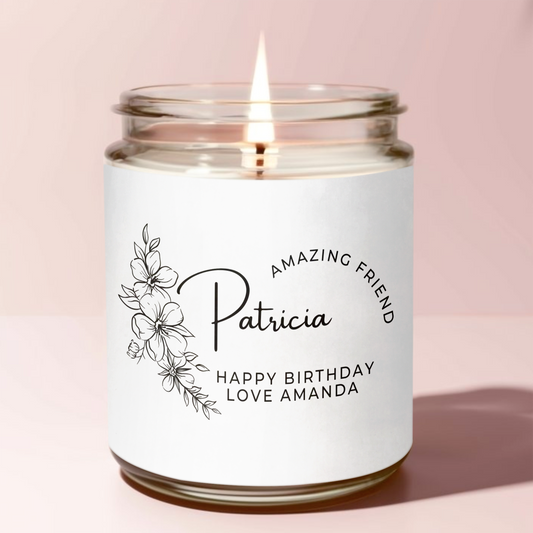 Amazing Friend Happy Birthday Custom Name Candle