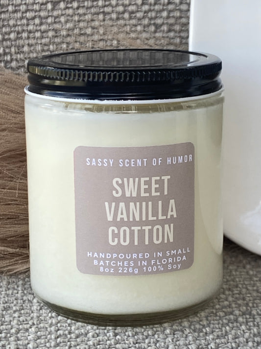 Sweet Vanilla Cotton 8oz Candle