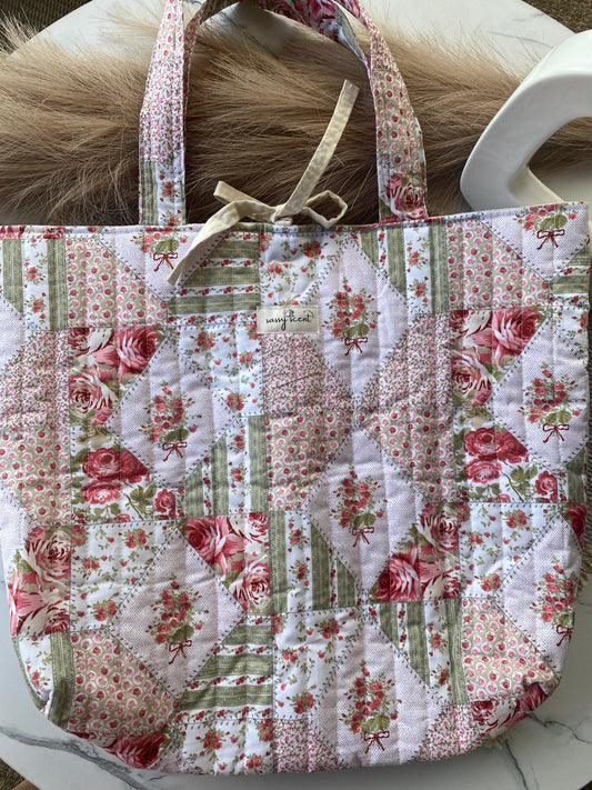 Rose Garden Quilted Tote Bags
