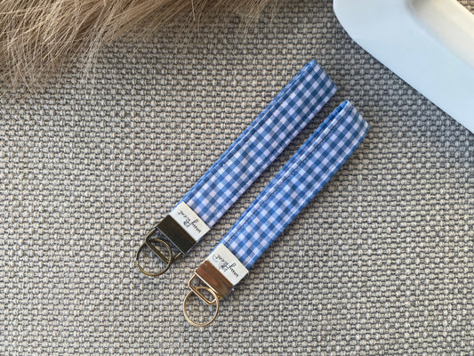 Blue Gingham Keychain Holder
