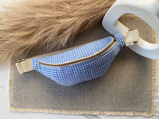 Blue Gingham Fanny Pack Bag