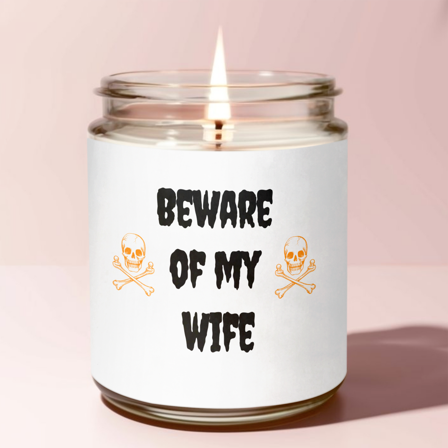 Beware Of My Wife Funny Halloween Candle